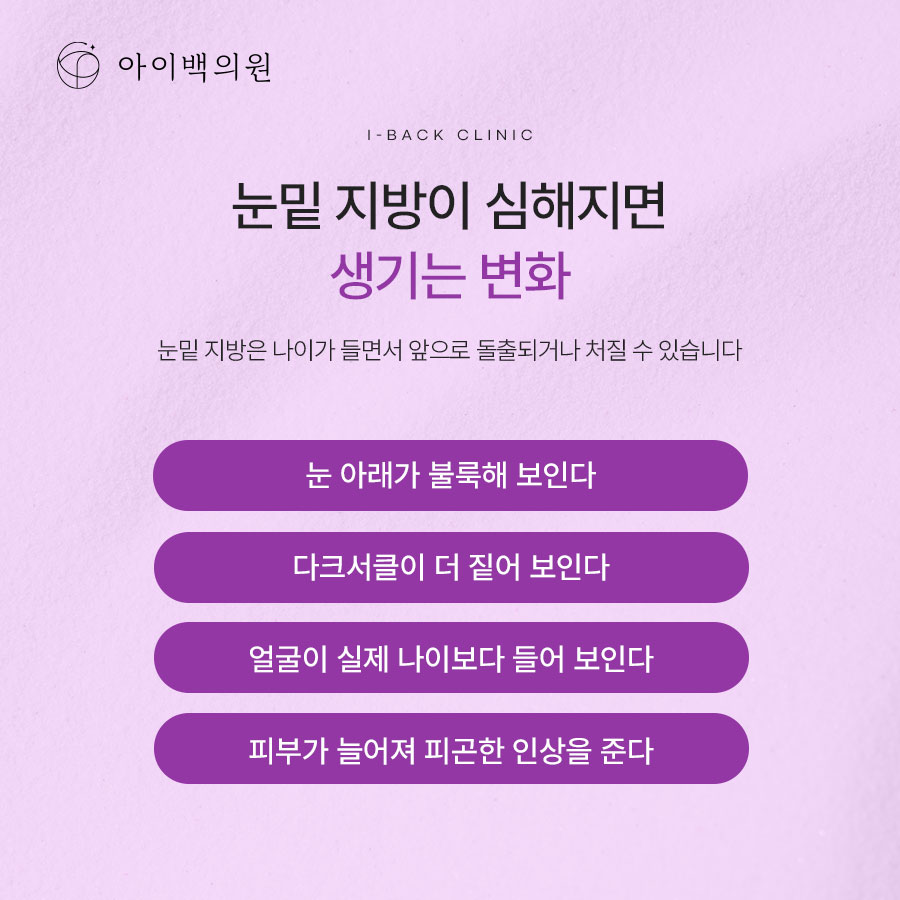 신논현 아이백의원 눈밑지방재배치,돌출되고 처지는 눈밑 변화가 시작됐다면